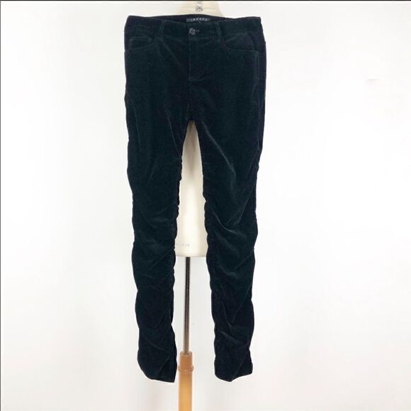 𝅺nwot Theory ruched black velvet pants sz 4 /small - Picture 1 of 5
